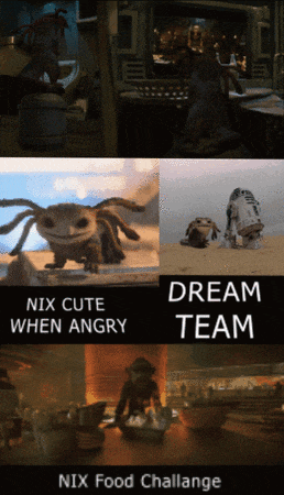 a collage of pictures with the words nix cute when angry dream team and nix food challenge