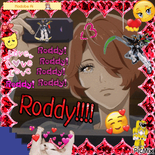 a picture of a girl with the name roddy on the bottom
