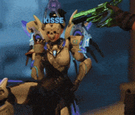 a video game character with a hat that says kisse on it