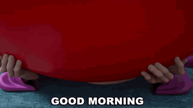 a picture of a cartoon character with the words " good morning " underneath it