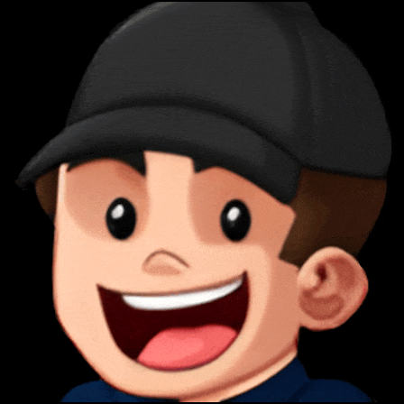 a cartoon boy wearing a black hat is smiling and sticking his tongue out