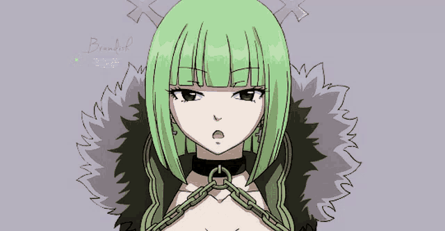 a drawing of a girl with green hair and the word beautiful on the bottom right