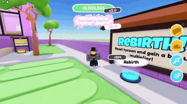 a cartoon character is standing in front of a rebirth sign
