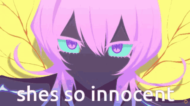 a drawing of a girl with the words she 's so innocent below her