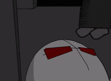 a cartoon of a man holding a gun with a beam coming out of it