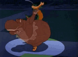 a cartoon of a hippo and a dragon fighting