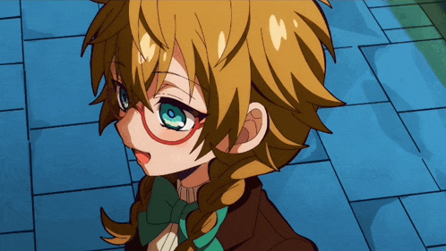 a close up of a cartoon character with glasses and a bow tie