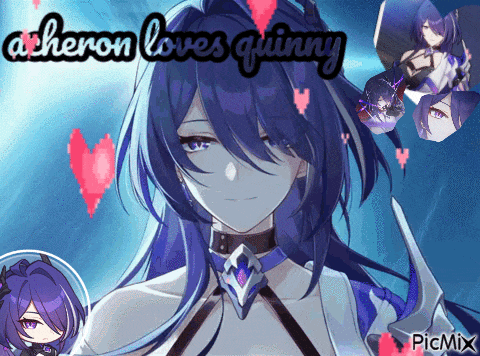 a picture of a girl with the words " atheron loves quinny "