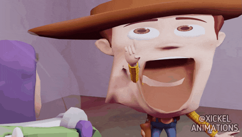 a cartoon of woody from toy story with buzz lightyear in the background