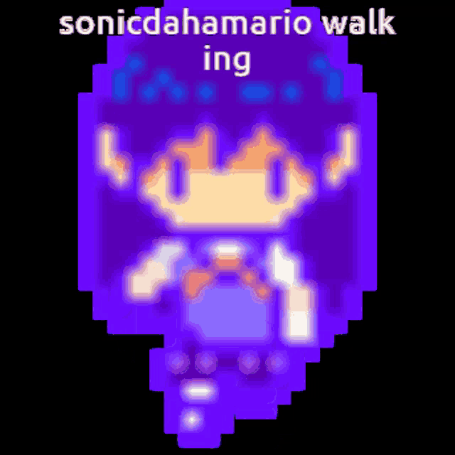a pixel art of a girl with the words sonic dahamario walk ing written on it