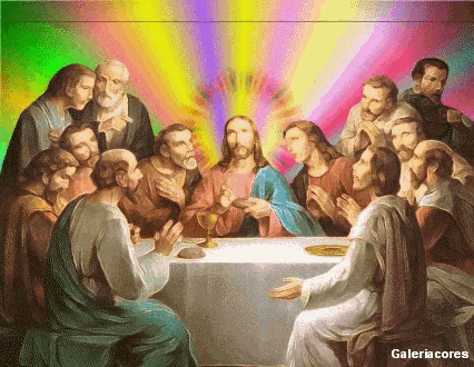 a painting of jesus and his apostles with the words galeriacores below