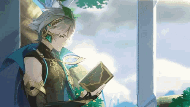 a drawing of a person reading a book with a crown on it