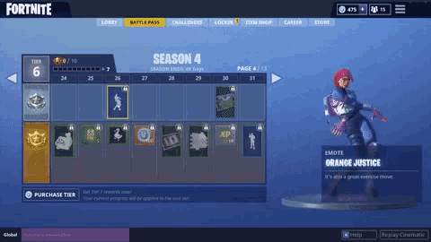 a screenshot of a video game called fortnite showing a character named orange justice