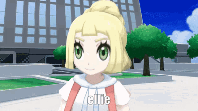 a cartoon character with the name ellie written on her face