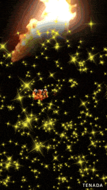 a black background with a bunch of yellow stars and the word tenada at the bottom