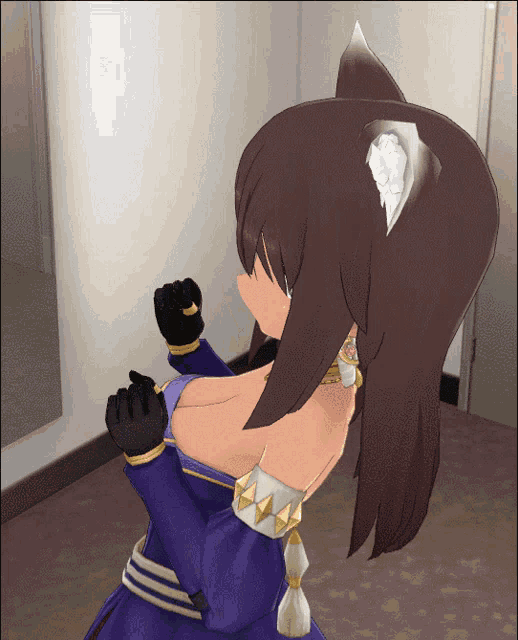 a girl with a cat ear on her head
