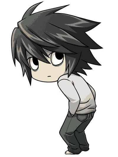 a chibi drawing of a boy with his eyes closed