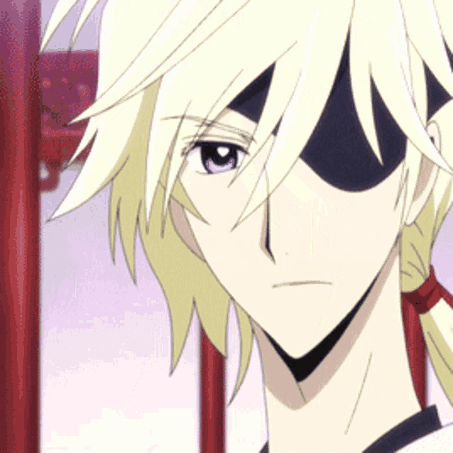 a close up of a anime character with blonde hair