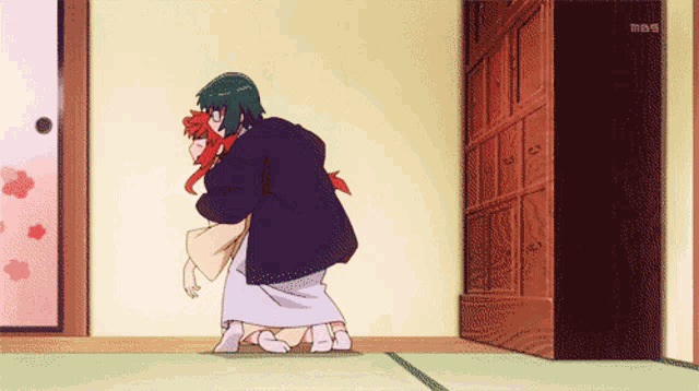 a cartoon of a man carrying a woman in his arms with mbs in the corner