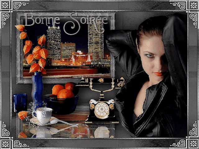 a picture of a woman with the words bonne soirée written on it