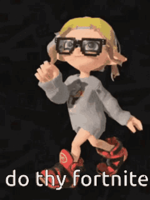 a cartoon character says do thy fortnite on a black background .