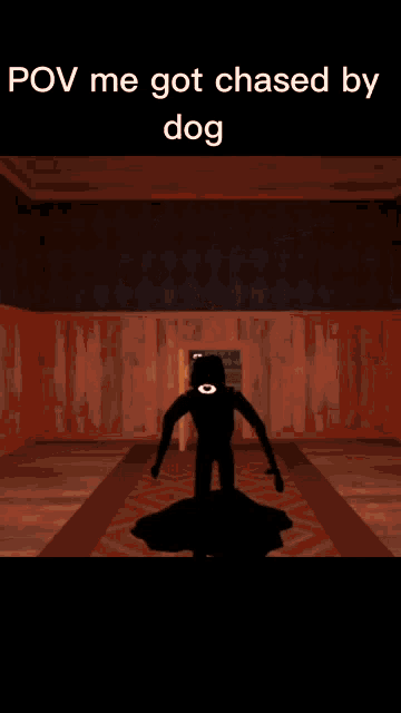 a screenshot of a video game with the words pov me got chased by dog