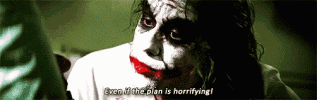 a close up of a person with blood on their face and the words `` even if the plan is horrificing ''