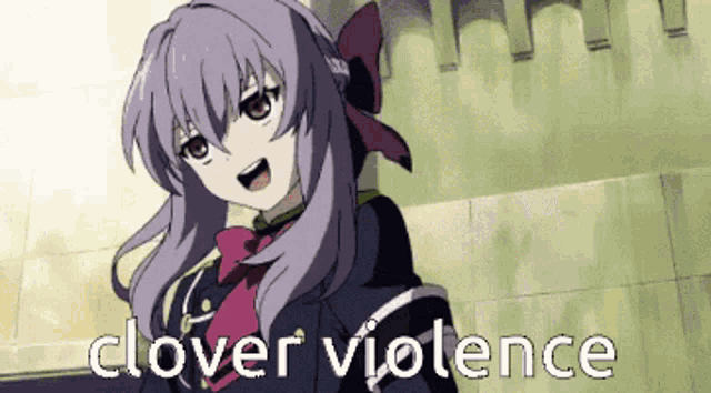 a picture of a girl with the words clover violence written below her