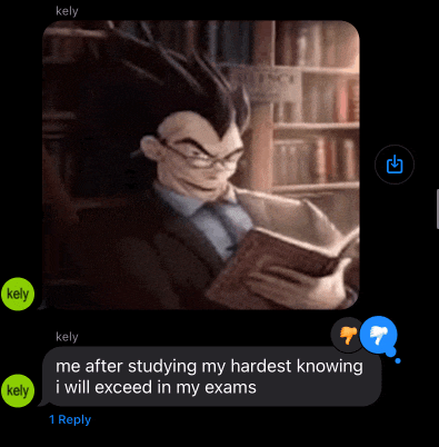 a screenshot of a text message between kelly and kelly with a picture of a man reading a book