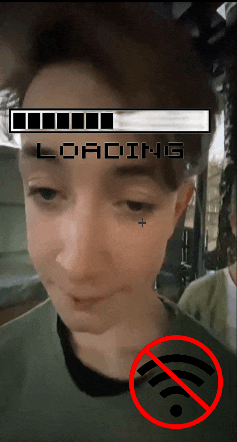 a boy 's face with a loading bar on it