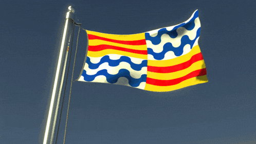 a flag with red yellow and blue stripes on it