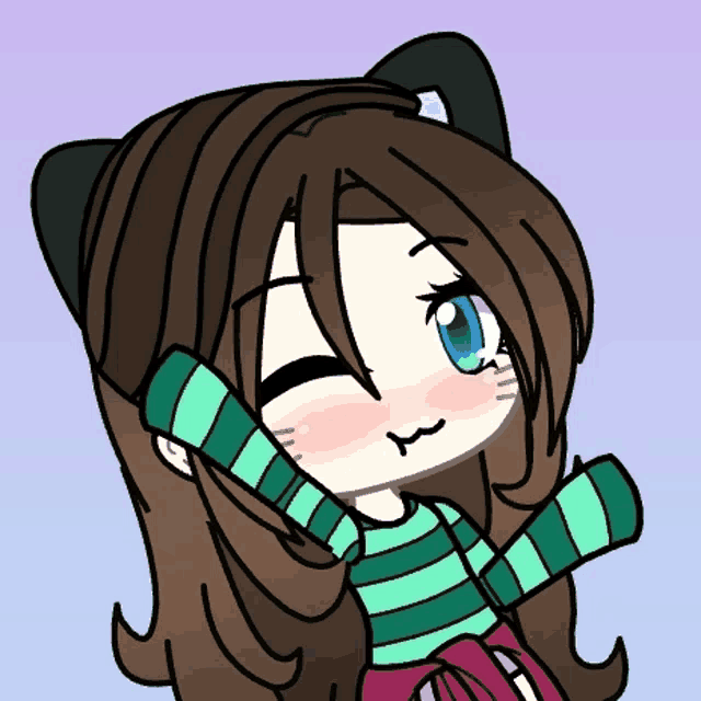 a drawing of a girl with cat ears on her head