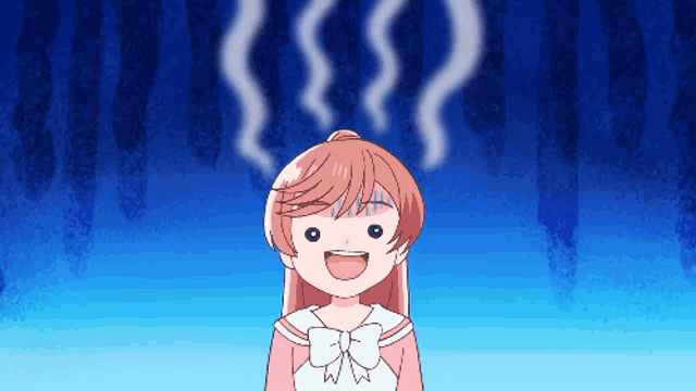 a cartoon girl with smoke coming out of her hair