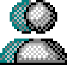 a pixel art drawing of a person with a checkered shirt