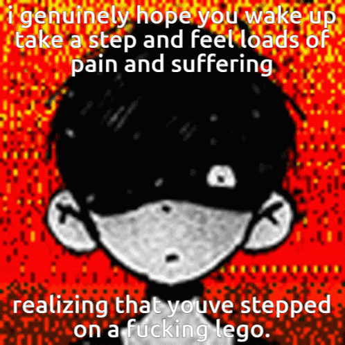 a black and white drawing of a boy with the words i genuinely hope you wake up take a step and feel loads of pain