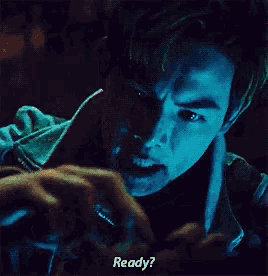 a close up of a man 's face with the words " ready " on the bottom right