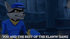 a cartoon raccoon says have to be stopped in a dark room