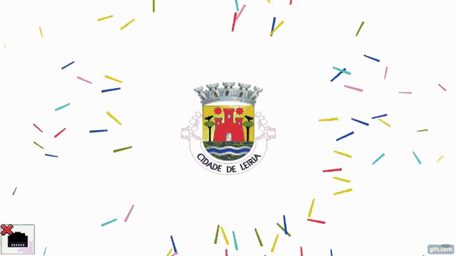 a logo for cidade de leiria with a rainbow colored circle around it