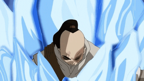 a cartoon of a man surrounded by ice