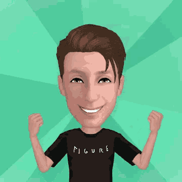 a cartoon of a man wearing a black shirt that says figure