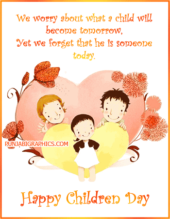 a happy children 's day greeting card with a quote from punjabgraphics.com