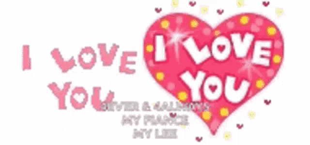 a pink heart with the words `` i love you '' written on it