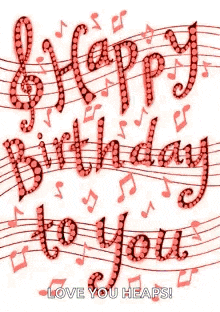a birthday card with music notes and the words `` happy birthday to you `` .