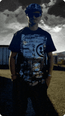 a man wearing a shirt that says definitely not