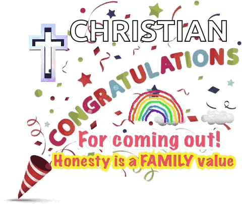 a christian congratulations sign with a rainbow and a party popper