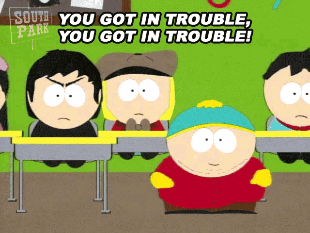 You Got In Trouble Eric Cartman GIF - You Got In Trouble Eric Cartman Pip Pirrup GIFs