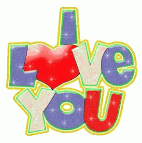 a colorful sign that says i love you with a heart