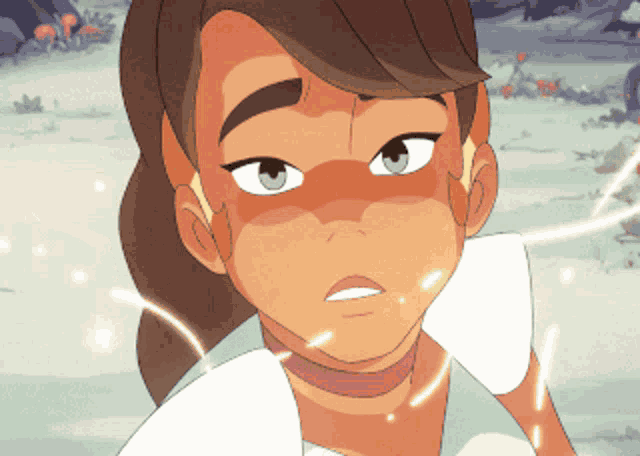 a close up of a cartoon character 's face with a white background