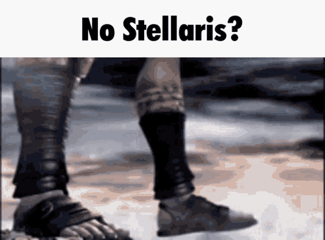 a picture of a person 's legs with the words " no stellaris " on the bottom