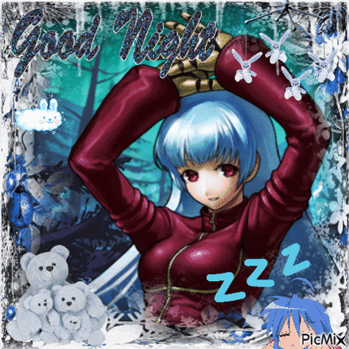 a picture of a girl saying good night